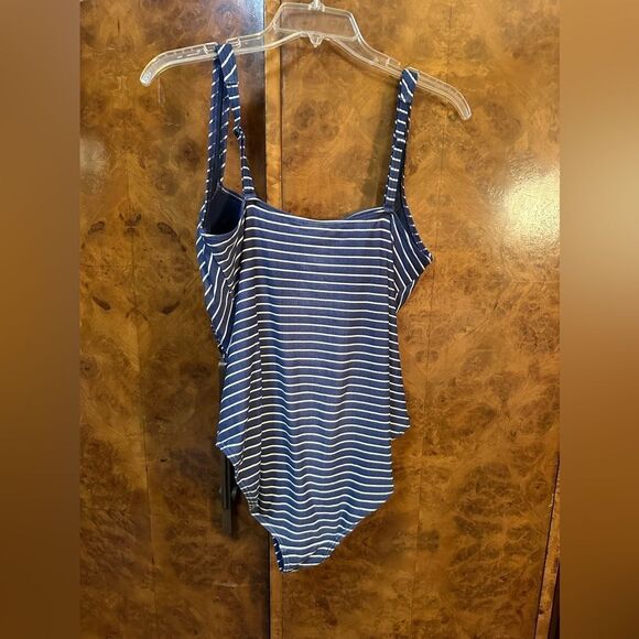 Striped Blue Kids One Piece Swimsuit - Picture 5 of 5